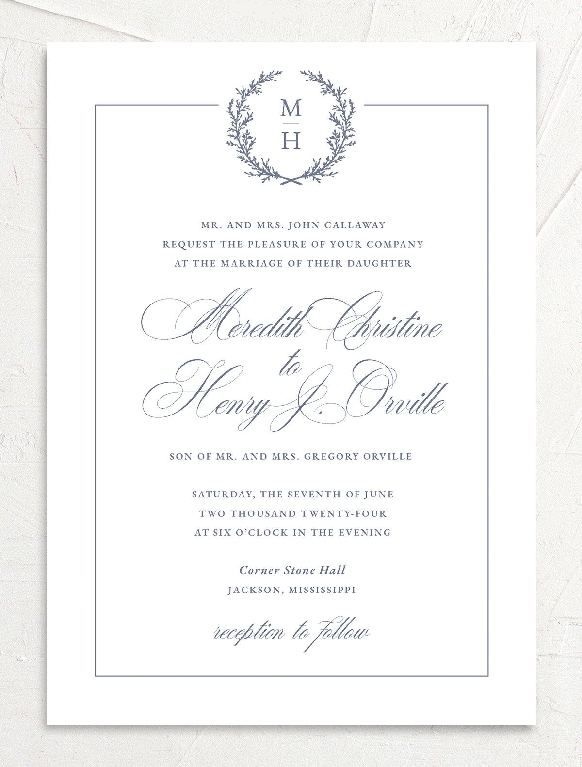 Classic Garland Wedding Invitations front