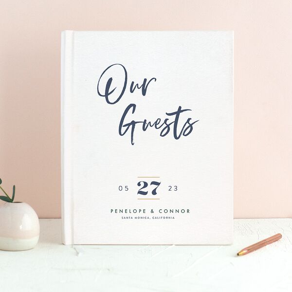 Opulent Marble Wedding Guest Book French Blue