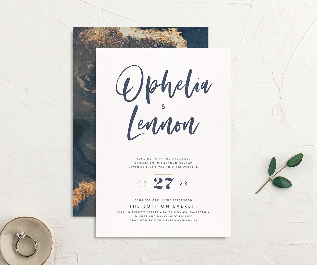 Opulent Marble Wedding Invitations front-and-back