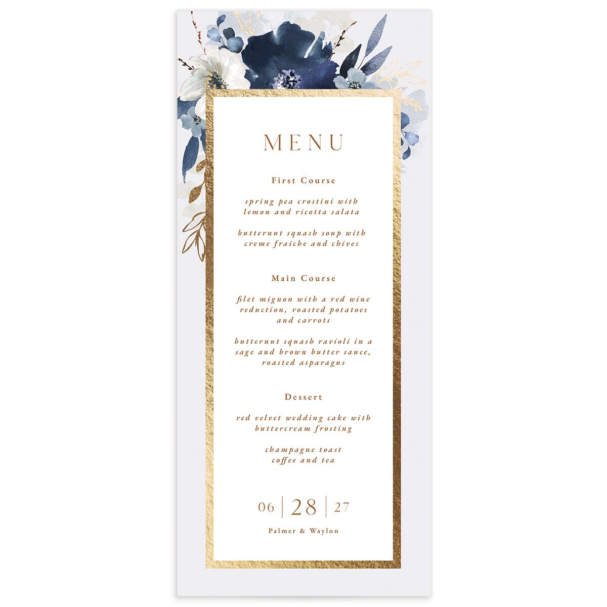Gilded Blooms Menus