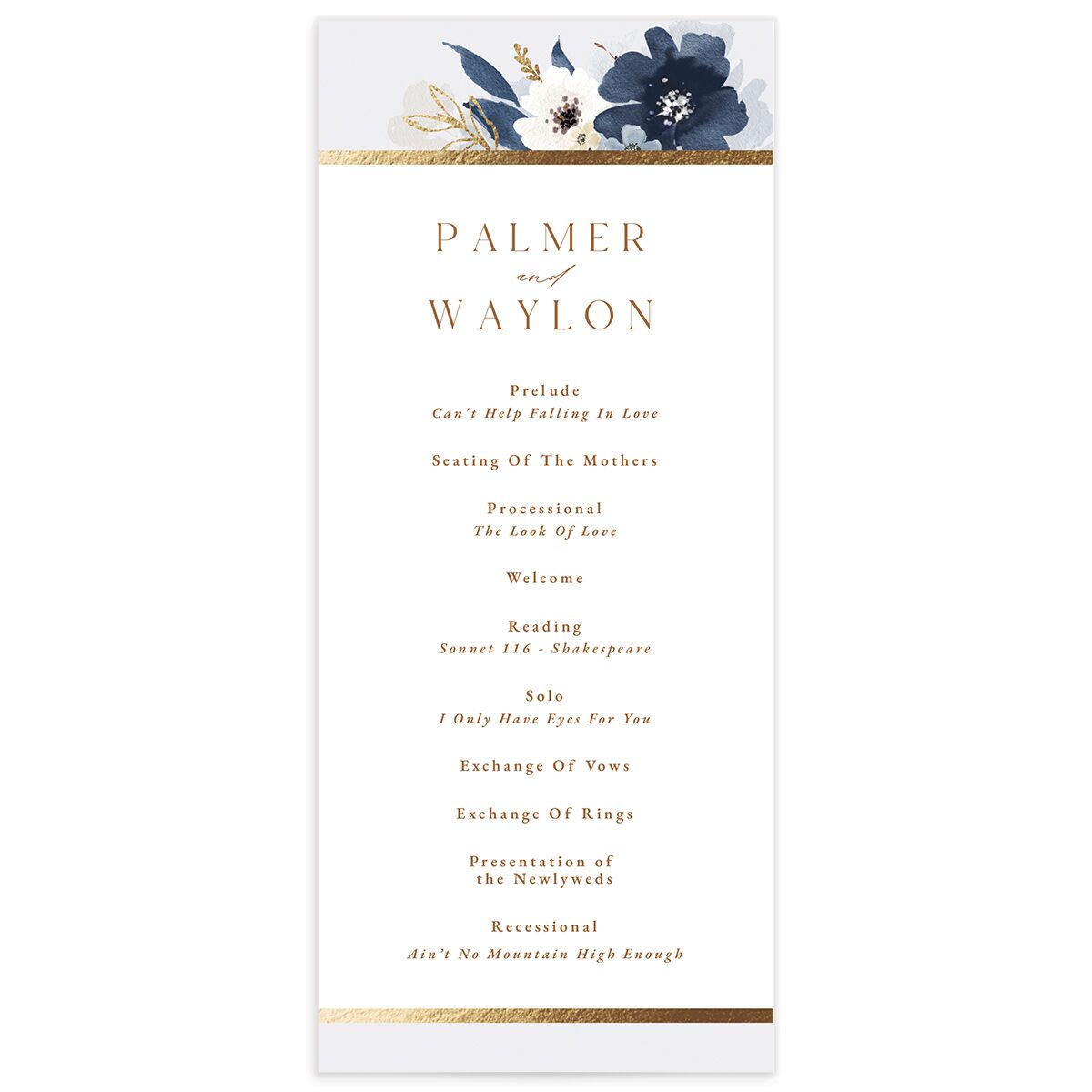 Gilded Blooms Wedding Programs