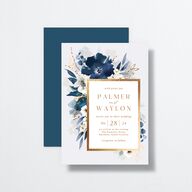 Gilded Blooms Wedding Invitations Gold Regency Blue Signature No
