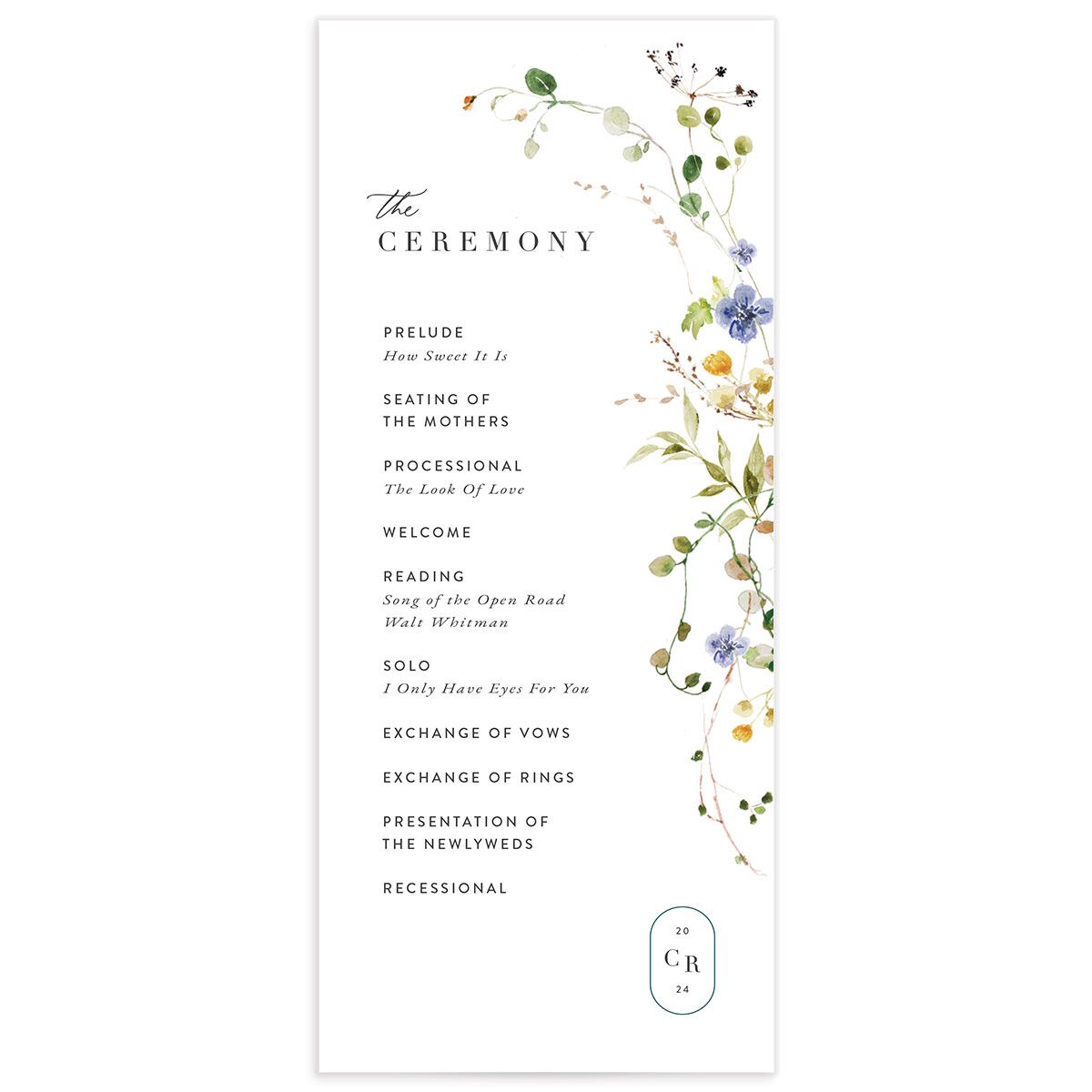 Winding Wildflower Wedding Programs