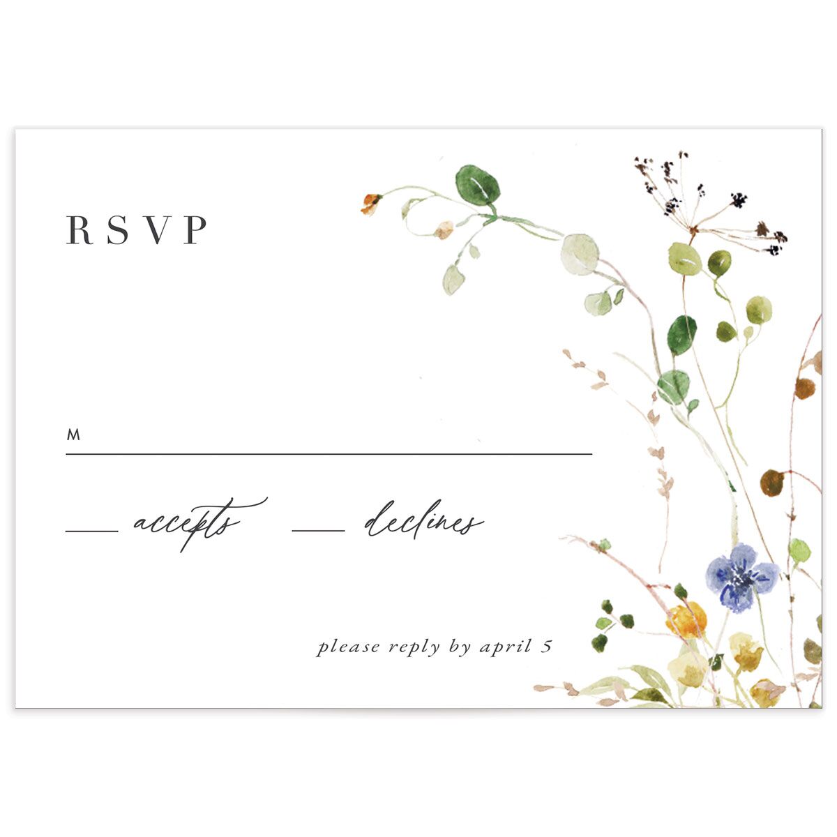 Winding Wildflower Wedding Response Cards