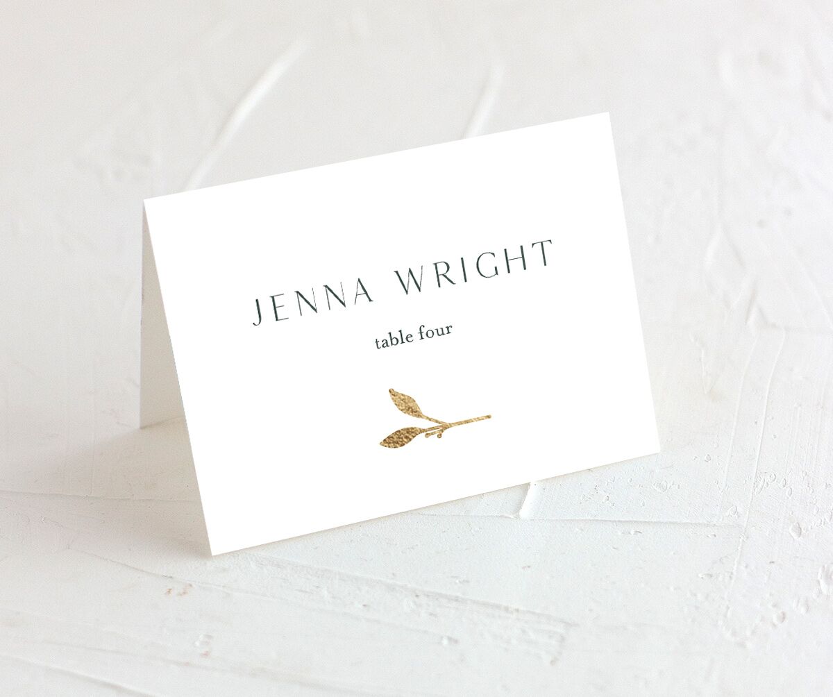 Gilded Sprigs Foil Place Cards front in Green