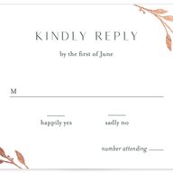 Gilded Sprigs Foil Wedding Response Cards Rose Gold Dark Emerald Recycled