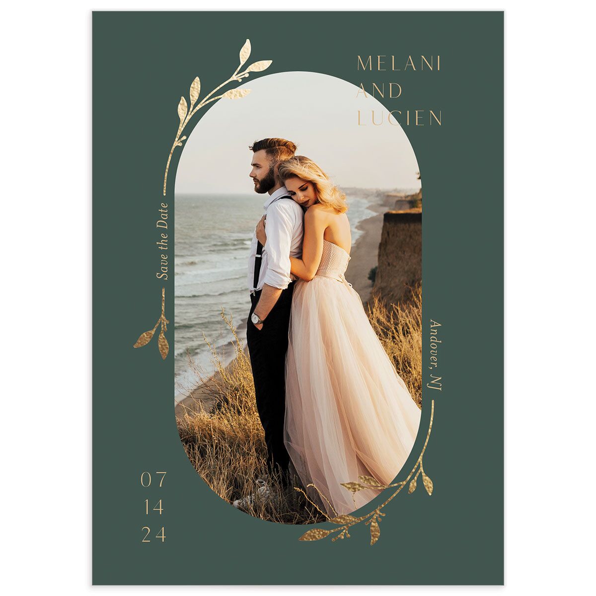 Gilded Sprigs Foil Save The Date Cards