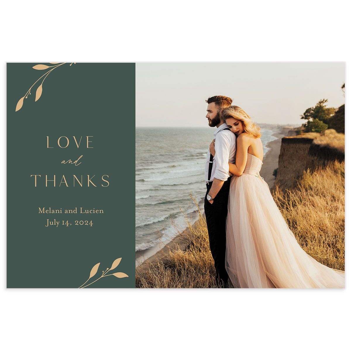 Gilded Sprigs Thank You Postcards