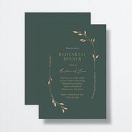 Gilded Sprigs Rehearsal Dinner Invitations Dark Emerald Signature