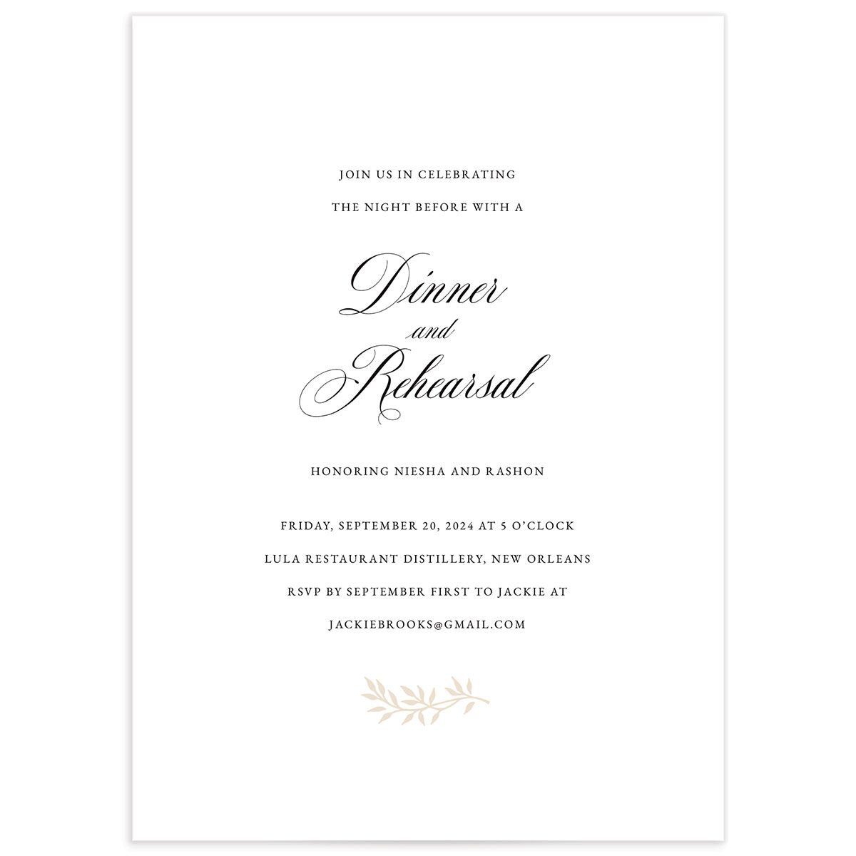 Formal Crest Rehearsal Dinner Invitations