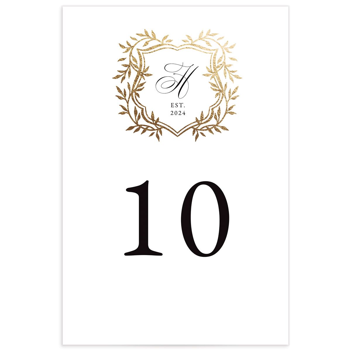 Formal Crest Table Numbers Gold Pure White Signature