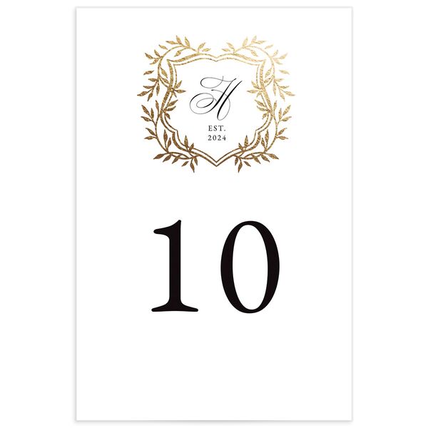 Formal Crest Table Numbers Gold Pure White Signature