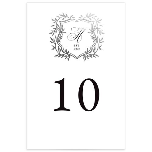 Formal Crest Table Numbers Silver Pure White Signature
