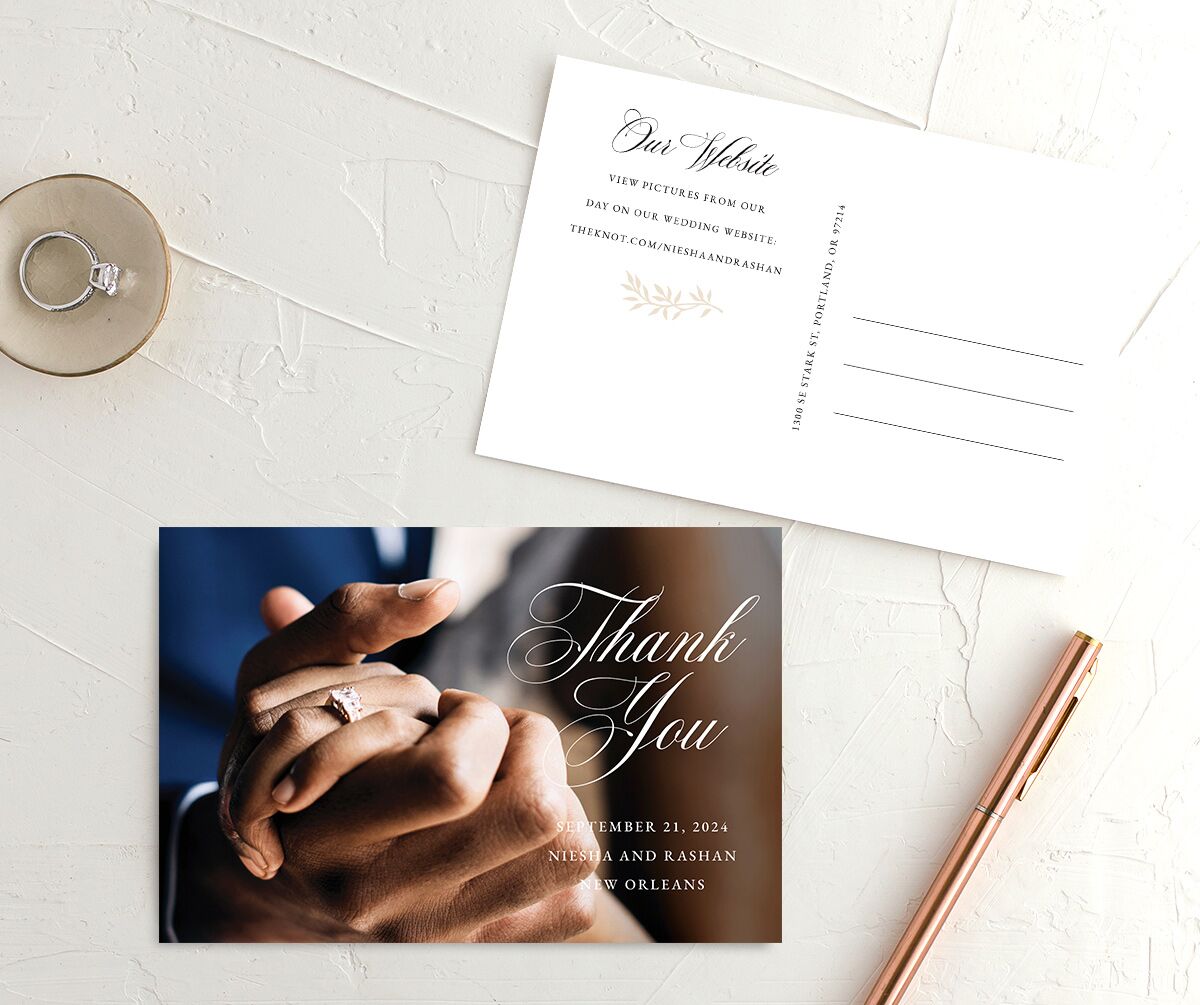 Formal Crest Thank You Postcards Pure White