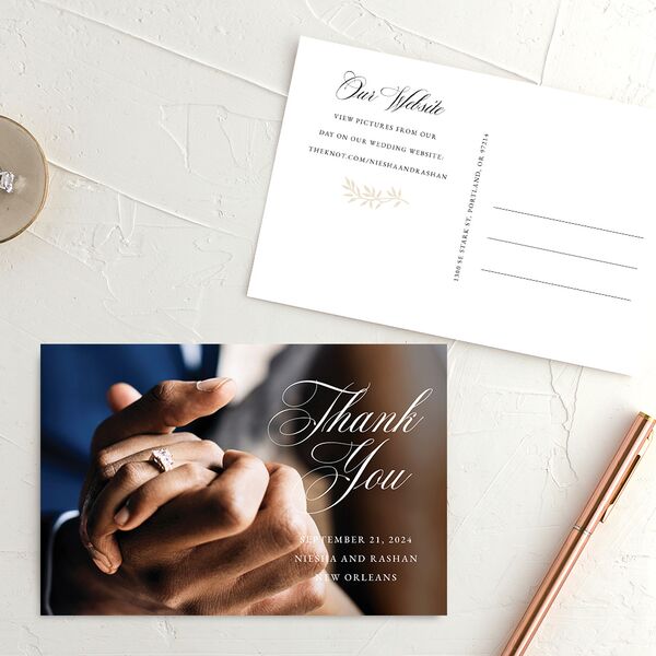 Formal Crest Thank You Postcards Pure White