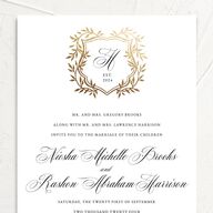 Formal Crest Wedding Invitations Gold Pure White Signature No