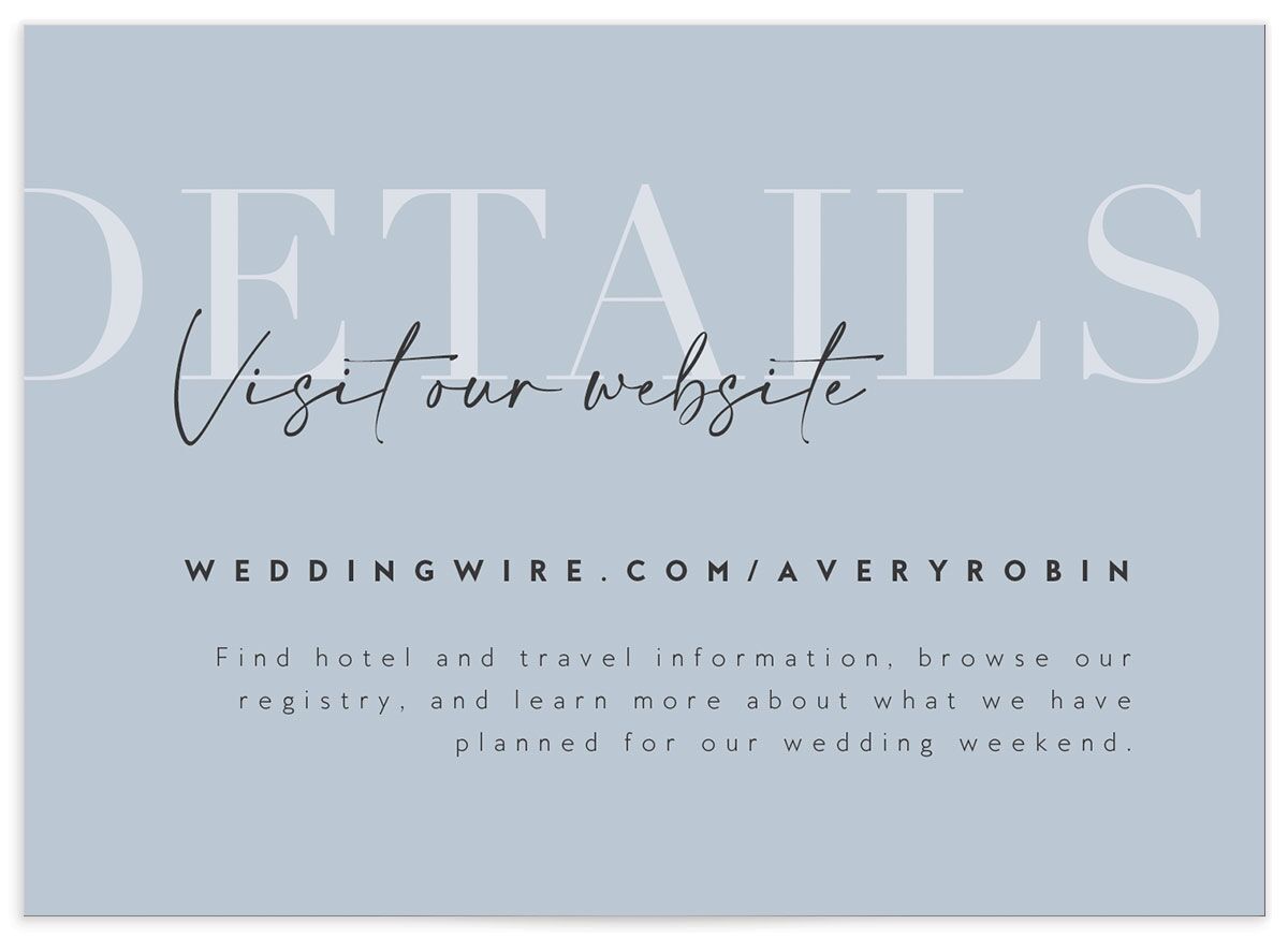 Elegant Contrast Wedding Enclosure Cards front in blue