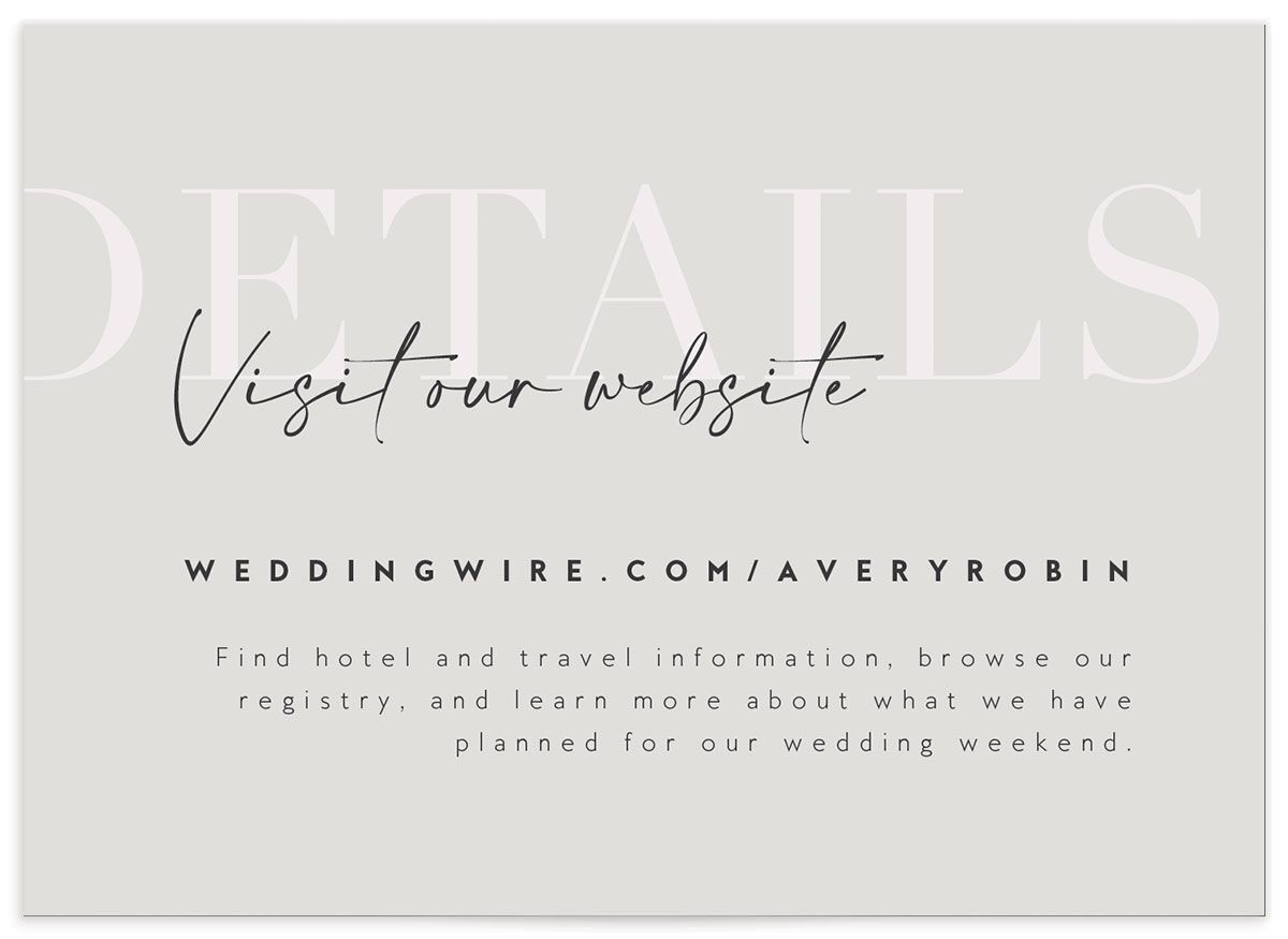 Elegant Contrast Wedding Enclosure Cards front in grey