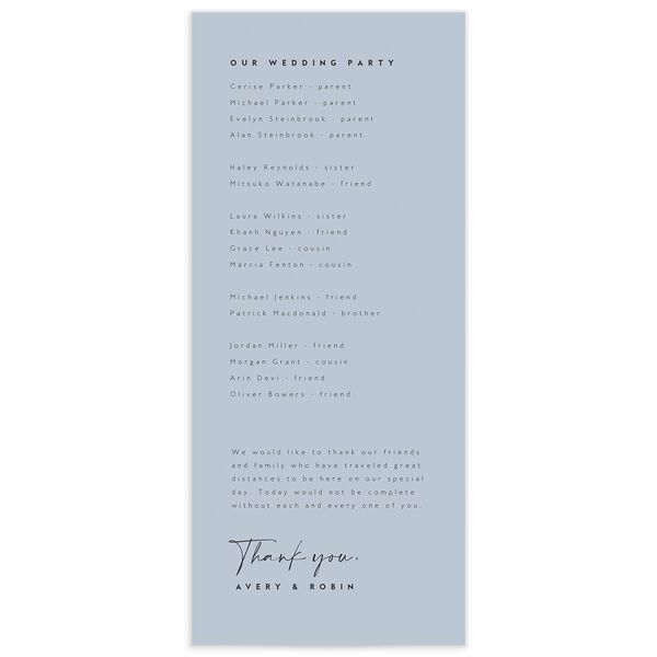 Elegant Contrast Wedding Programs back