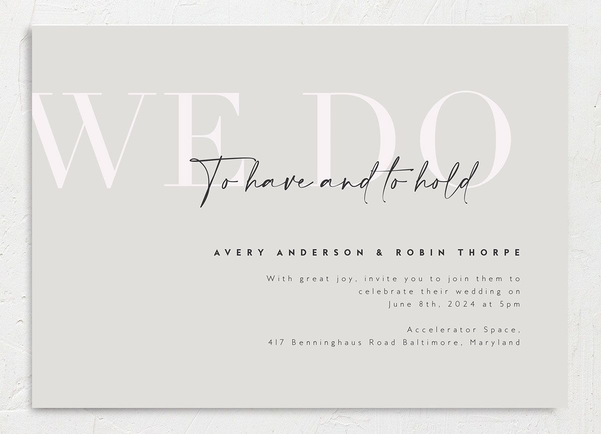 Elegant Contrast Wedding Invitations front in grey