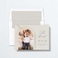 Foil Arch Save The Date Cards Gold Bisque Signature smooth No