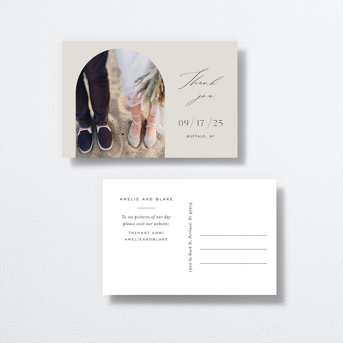 Foil Arch Thank You Postcards Bisque