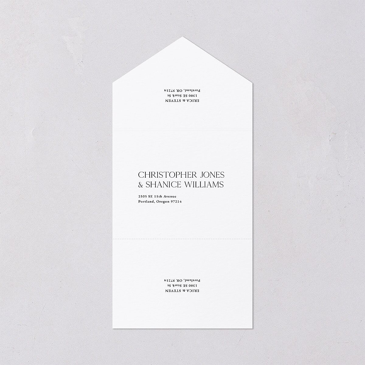 Minimalist Photo Frame Foil All-in-One Wedding Invitations Pure White Signature Light Both Recipient and Return Addresses No