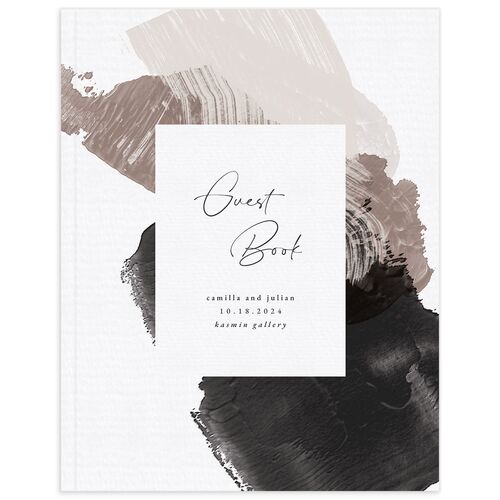 Elegant Abstract Wedding Guest Book Pebble