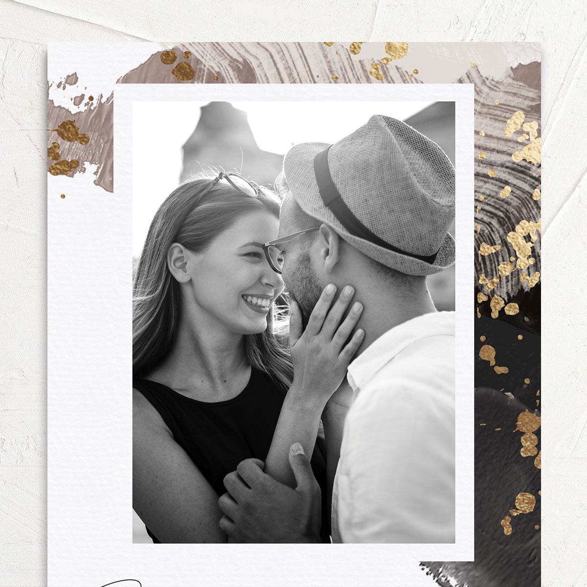 Elegant Abstract Save The Date Cards Gold Pebble Signature smooth No