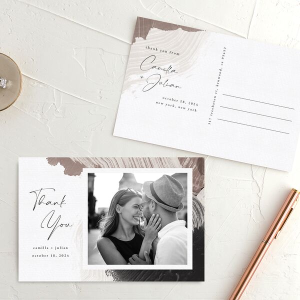 Elegant Abstract Thank You Postcards Pebble
