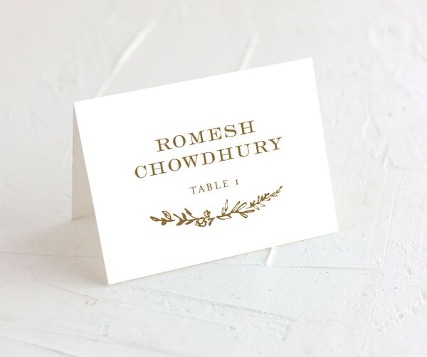 Graceful Laurel Place Cards front in Gold