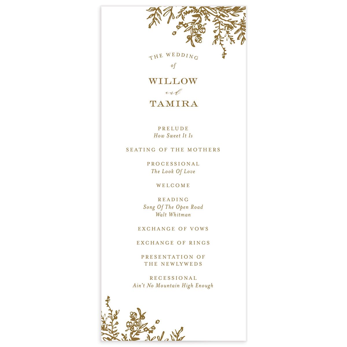 Graceful Laurel Wedding Programs front