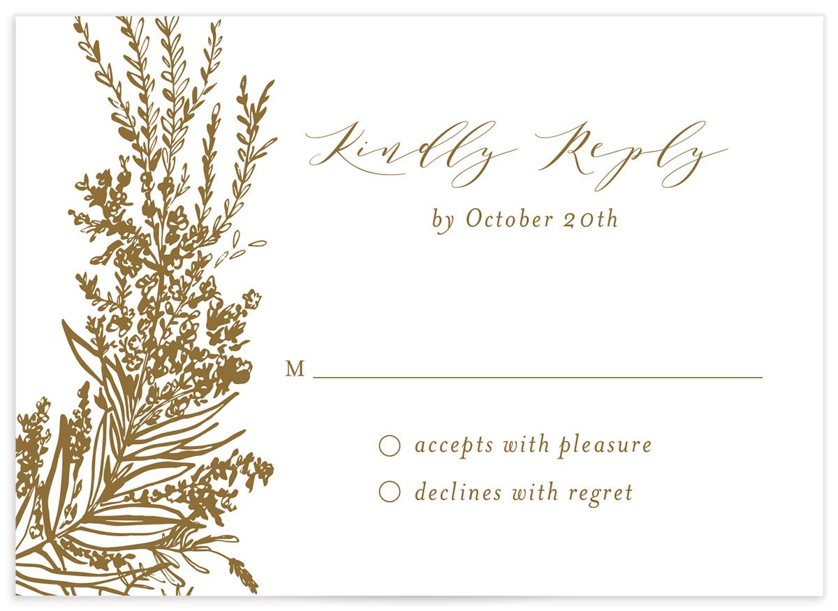 Graceful Laurel Wedding Response Cards front