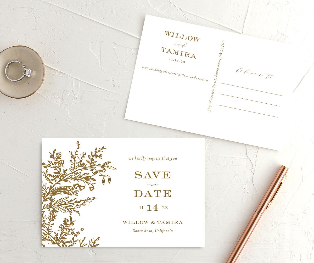 Graceful Laurel Save the Date Postcards front-and-back