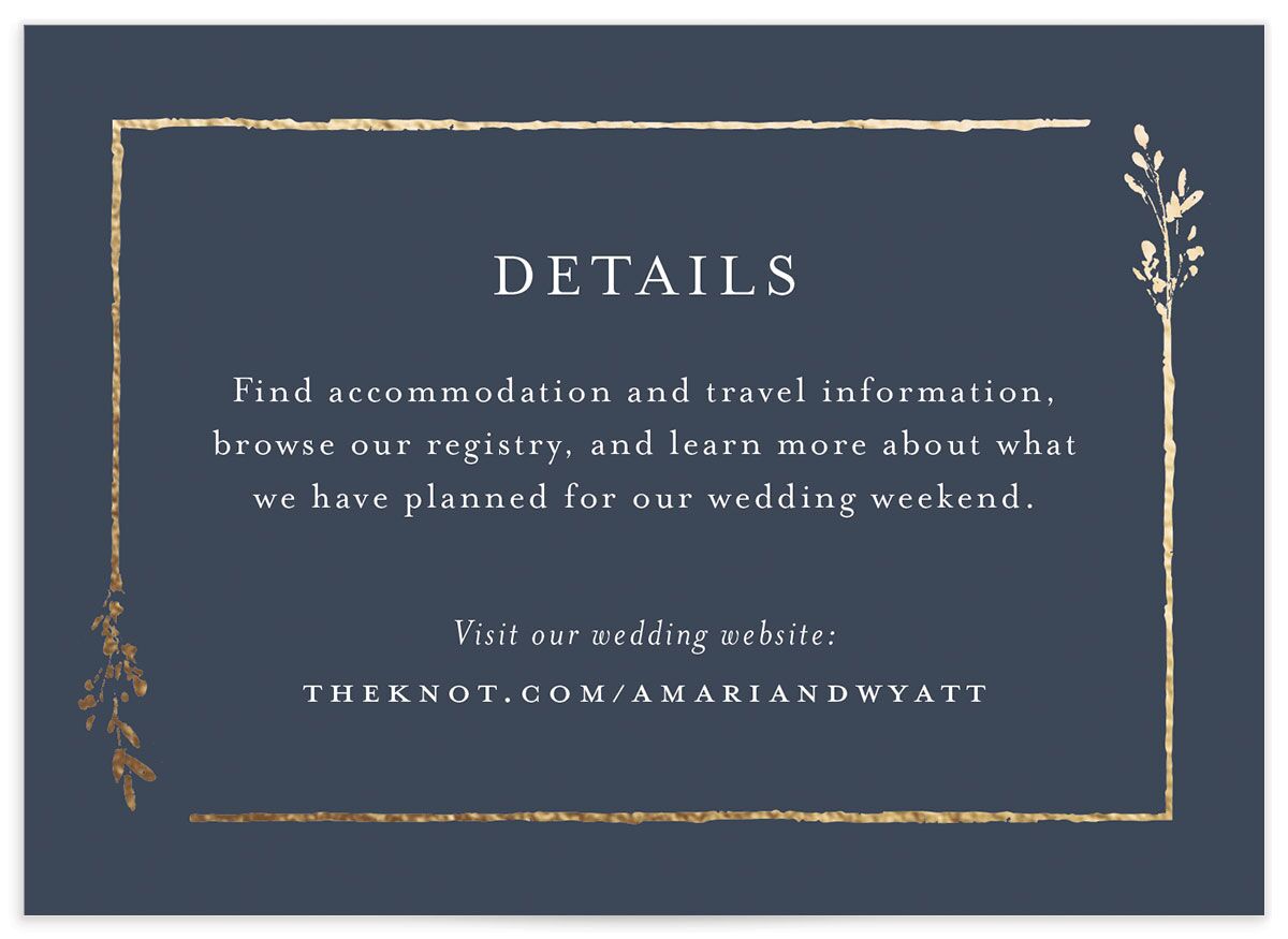 Exquisite Branches Wedding Enclosure Cards front in Blue