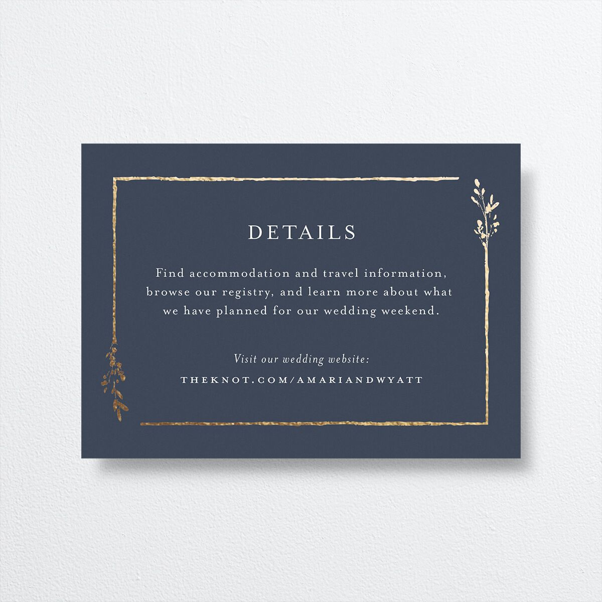 Exquisite Branches Wedding Enclosure Cards Gold Moody Blue Signature Standard