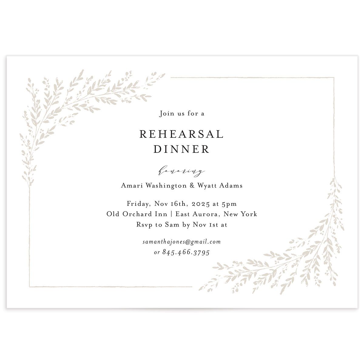 Exquisite Branches Rehearsal Dinner Invitations