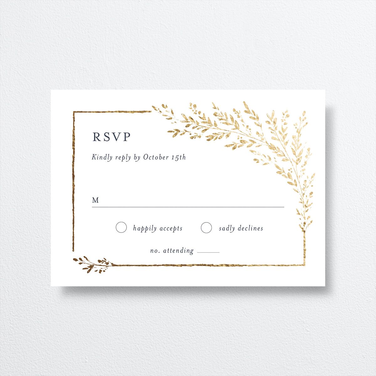 Exquisite Branches Wedding Response Cards Gold Moody Blue Signature Standard