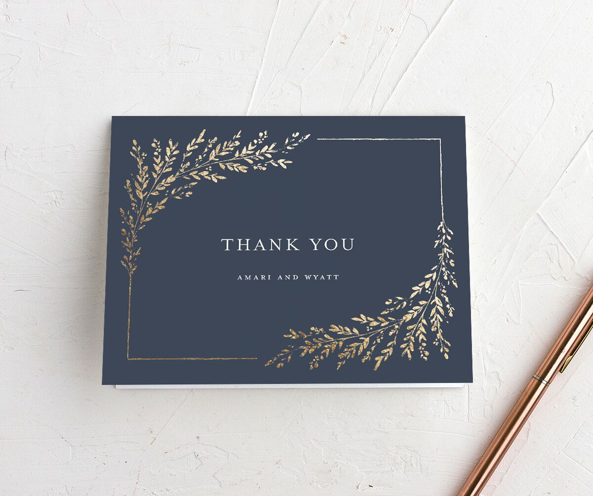 Exquisite Branches Thank You Cards front in Blue