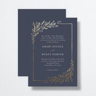 Exquisite Branches Wedding Invitations Gold Moody Blue Signature No Standard