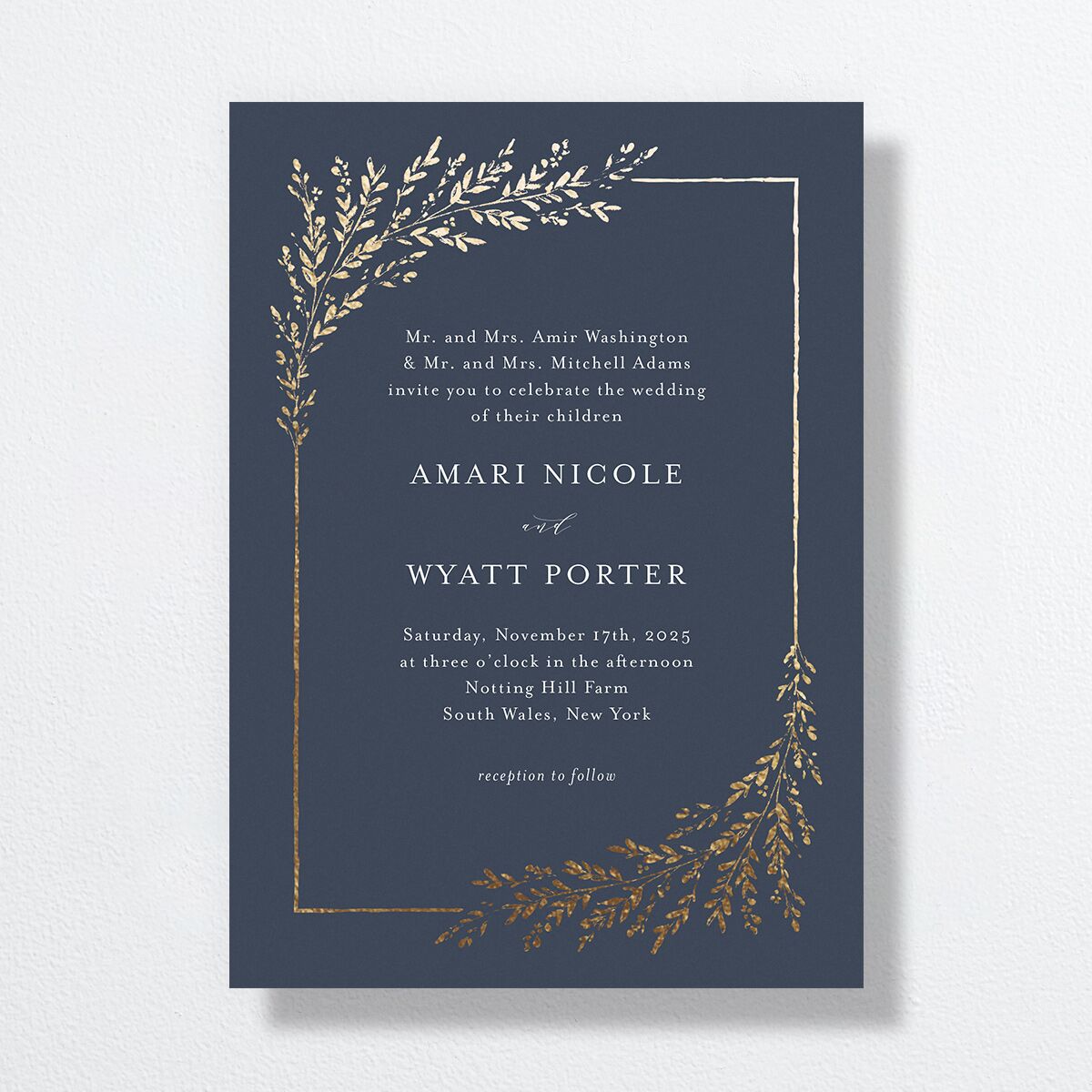 Exquisite Branches Wedding Invitations Gold Moody Blue Signature No Standard