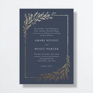 Exquisite Branches Wedding Invitations Gold Moody Blue Signature No Standard