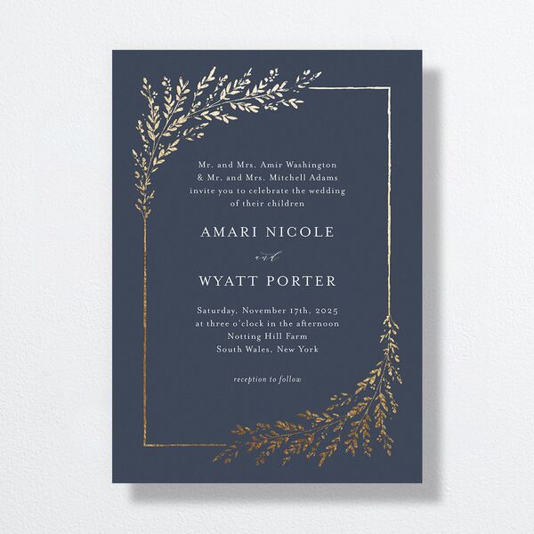 Exquisite Branches Wedding Invitations Gold Moody Blue Signature No Standard