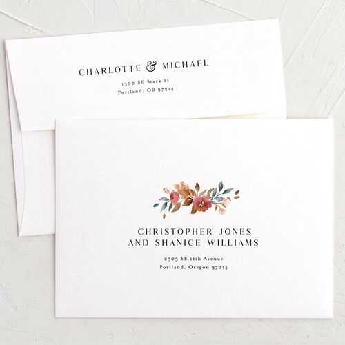 Sparkling Floral Rehearsal Dinner Invitation Envelopes White Standard Blush Recipient Address Signature