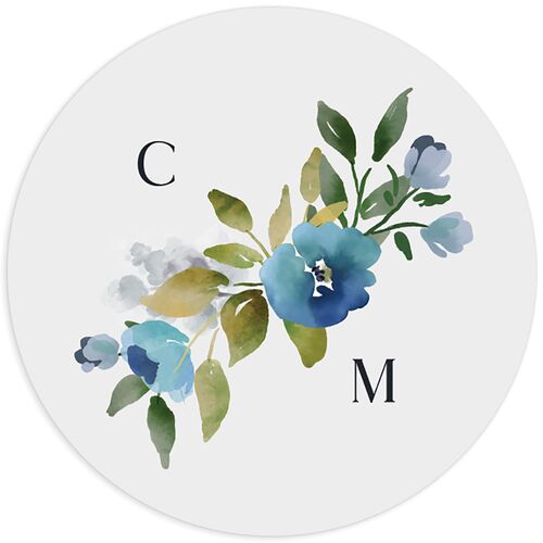 Sparkling Floral Wedding Stickers Pastel Blue