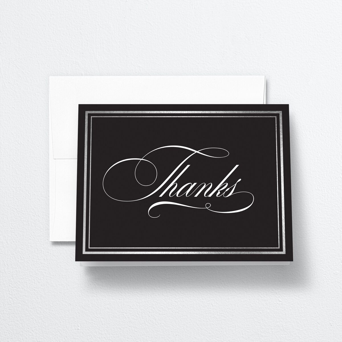 Polished Frame Thank You Cards Silver Licorice