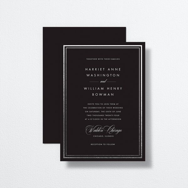 Polished Frame Wedding Invitations front-and-back in Black