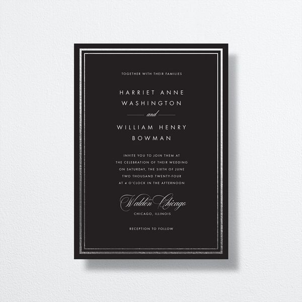 Polished Frame Wedding Invitations front in Black