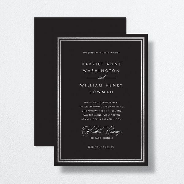 Polished Frame Wedding Invitations Silver Licorice Signature No Standard