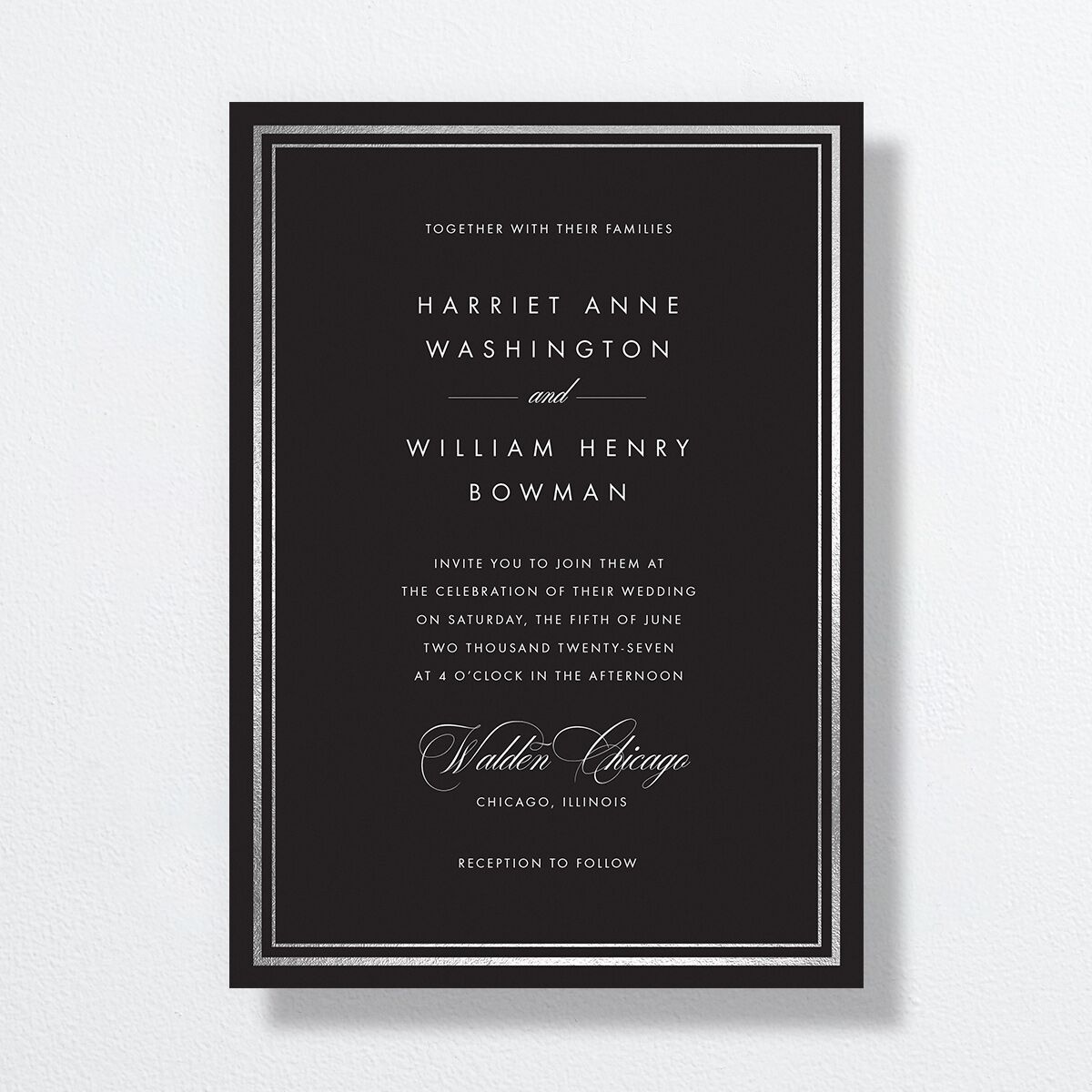 Polished Frame Wedding Invitations Silver Licorice Signature No Standard
